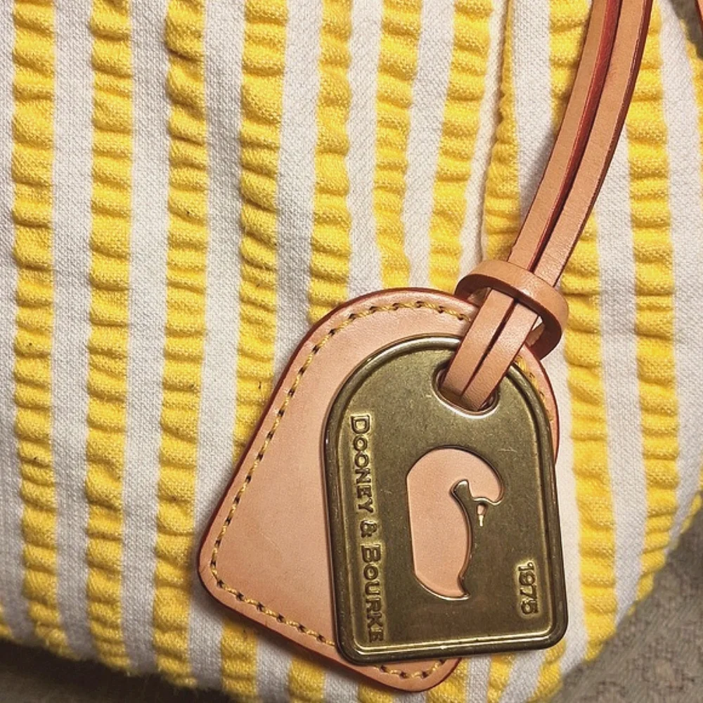 Dooney & Bourke Yellow Seersucker & Leather Hobo Bag